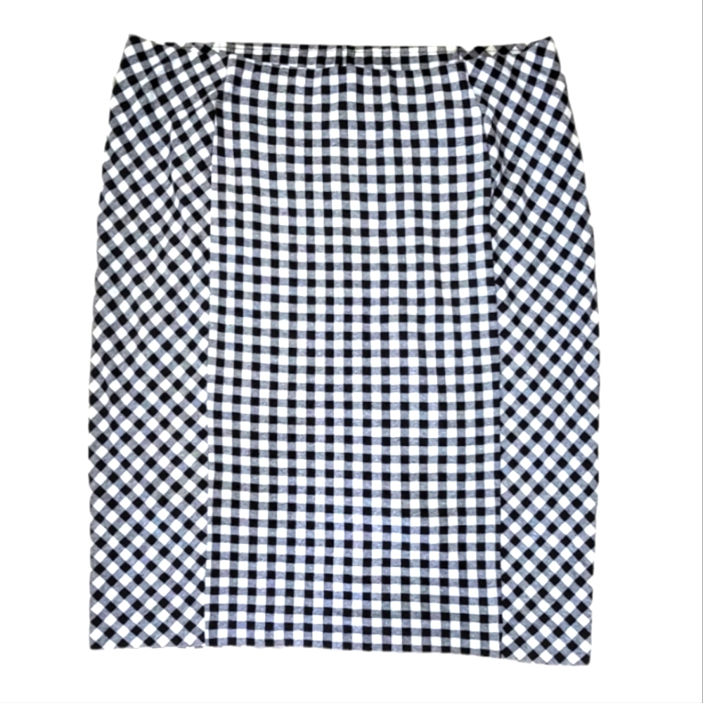 J.Jill Ponte Gingham black ivory checkered knit skirt XL